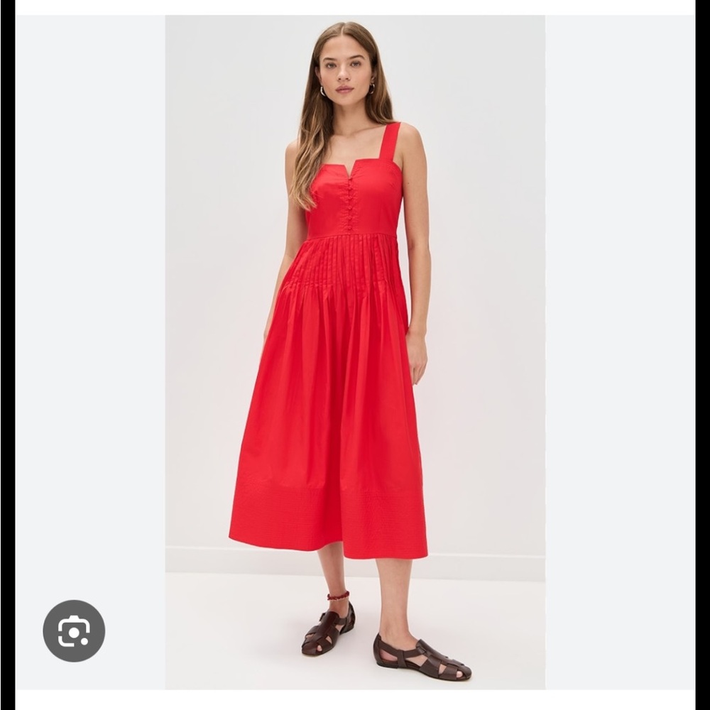 THE GREAT. Midi Dress with Square Notch Neck